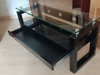 Mesa TV cristal y negro