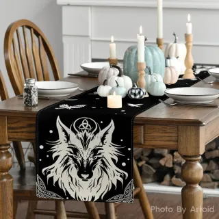 Runner da Tavola tavolo lupo bianco nero corvi