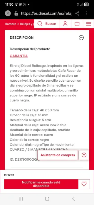 Reloj Diesel Negro y Naranja