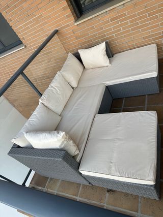 Sofá Jardín Exterior Conforama Mimbre Beige