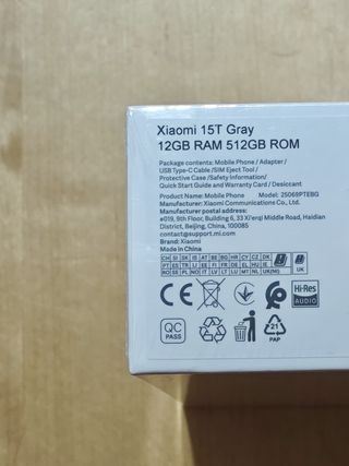 Xiaomi 15T 5G 12/512GB colore grigio sigillato!