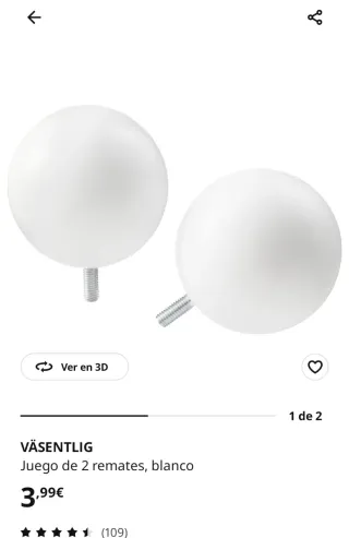 Barra de cortina Ikea blanca y remates