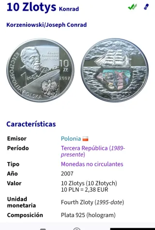 10 Zloty Polonia 2007 Joseph Conrad