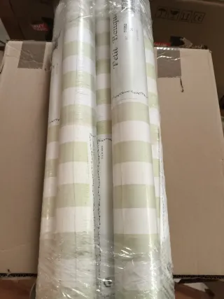 7 Rollos Papel Pintado Rayas Verdes