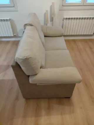 Sofá 2-3 plazas beige/gris tela
