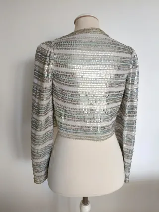 Torera BDBA Lentejuelas Plata Fiesta Talla Única