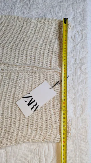 Pantalón Zara Ganchillo Mujer Beige Multicolor