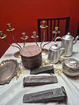 Lote objetos metal antiguos
