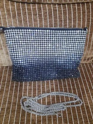 Bolso Swarovski Negro y Plateado