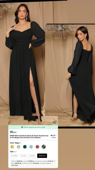 Vestido SHEIN Belle Negro Talla L