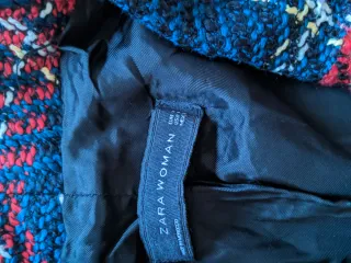 Chaqueta Tweed Zara Mujer Azul y Roja