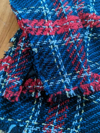 Chaqueta Tweed Zara Mujer Azul y Roja