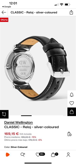 Reloj Daniel Wellington Negro y Plateado