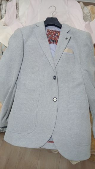 Chaqueta de traje beige/gris