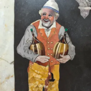 Antico pietre dure anziano con fiaschi Fine XIX