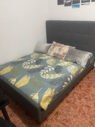 Cama Matrimonio 1.50x1.90 Tela Gris