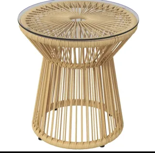 Mesa ratán sintético y cristal