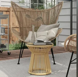 Mesa ratán sintético y cristal