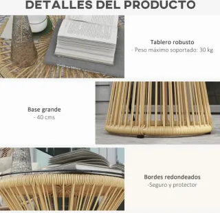 Mesa ratán sintético y cristal