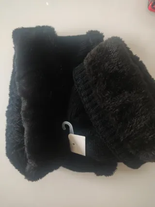Gorro y braga de invierno negros