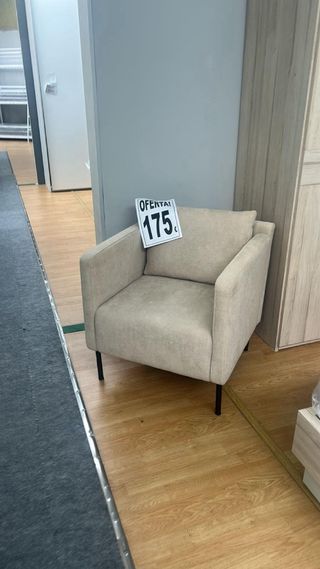 Butaca individual gris de tela