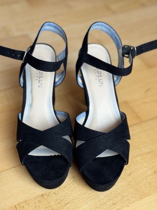 Sandalias tacón fiesta negras talla 39