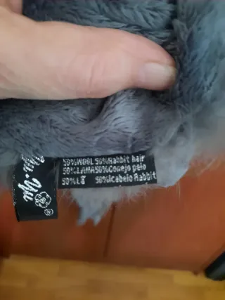 Bufanda gris de lana y pelo conejo