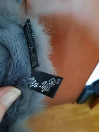 Bufanda gris de lana y pelo conejo