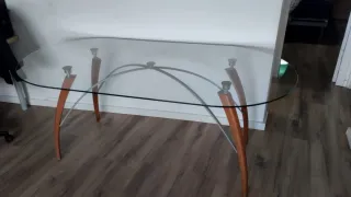 Mesa de comedor de cristal 180x90cm