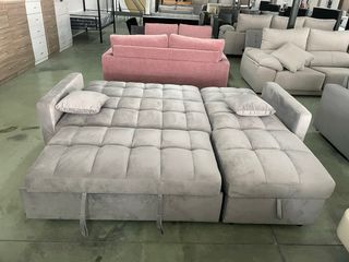Sofá Cama Chaise con Arcón Gris