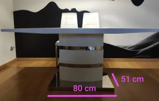 Mesa y 6 Sillas Comedor en blanco y acero