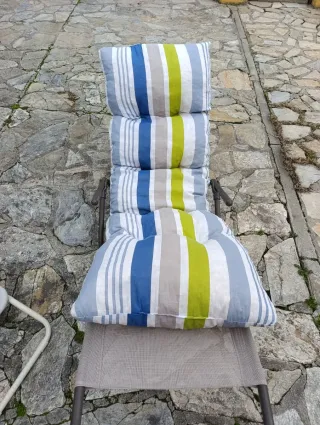 2 tumbonas reclinables y plegables, con cojines