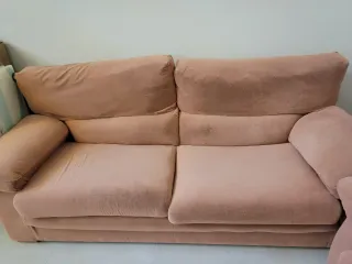 2 Sofás: 3 y 2 plazas, tela beige/marrón