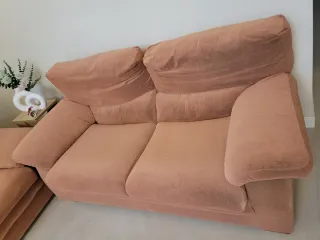 2 Sofás: 3 y 2 plazas, tela beige/marrón