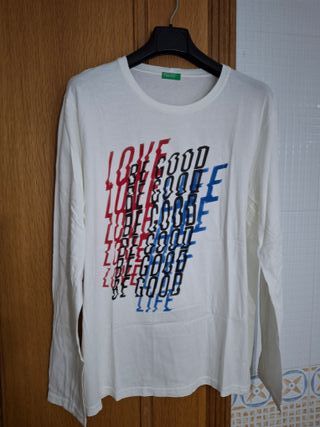 Camiseta hombre Benetton. NUEVA. Talla XL. Blanca