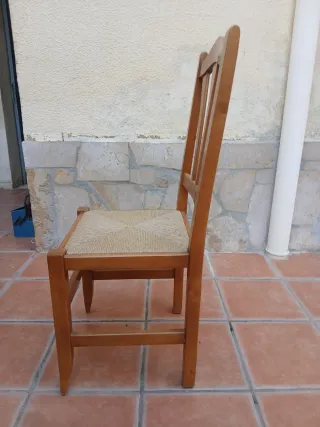 6 Sillas de Comedor Madera y Tela