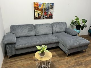 Sofá barato de pana suave con chaise longue