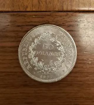 Moneda 50 Francos Plata Hércules 1977