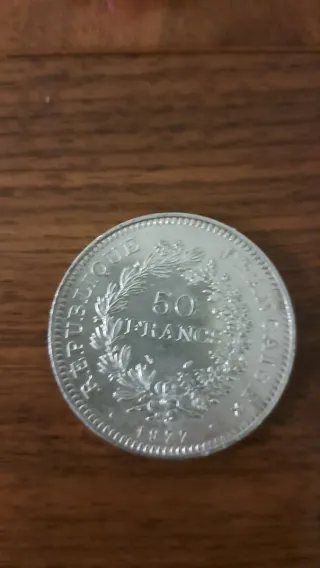 Moneda 50 Francos Plata Hércules 1977