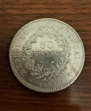 Moneda 50 Francos Plata Hércules 1977
