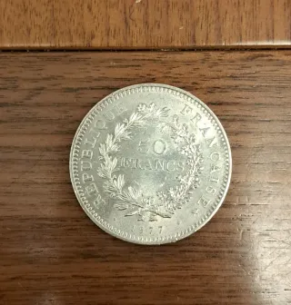 Moneda 50 Francos Plata Hércules 1977