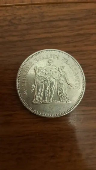 Moneda 50 Francos Plata Hércules 1977