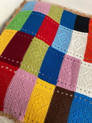 Manta grande de ganchillo patchwork 300x105cm