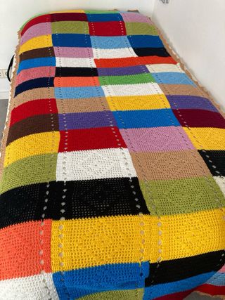 Manta grande de ganchillo patchwork 300x105cm