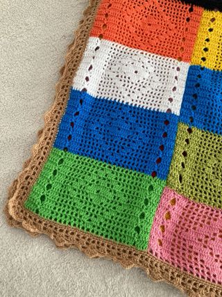 Manta grande de ganchillo patchwork 300x105cm