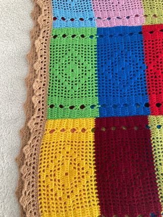 Manta grande de ganchillo patchwork 300x105cm