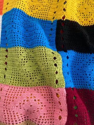 Manta grande de ganchillo patchwork 300x105cm