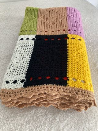 Manta grande de ganchillo patchwork 300x105cm