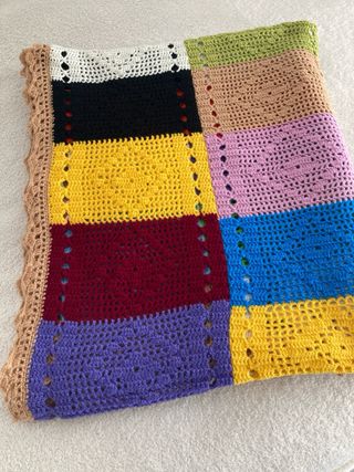 Manta grande de ganchillo patchwork 300x105cm