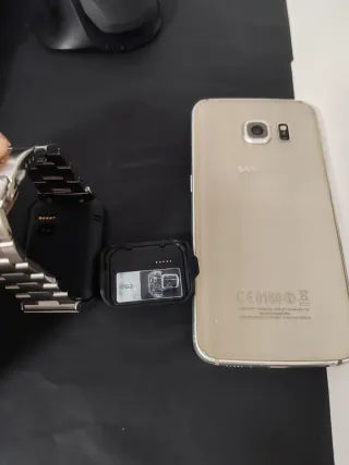 Samsung galaxy s6 edge dorado y samsung gear 2